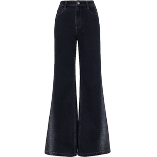 ONLY2025冬季新款舒适磨白显瘦修容水洗高腰长裤喇叭裤牛仔裤女