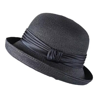 女款2026新款帽子黑色弯檐草帽