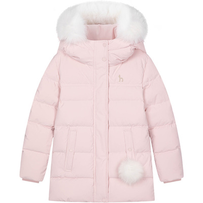 hazzys女童中长款羽绒服三防面料