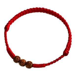 天然桃木本命年红手绳编织手链绳红绳手链脚链女款手绳编织绳编绳