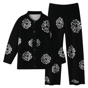 半边绒睡衣女士冬季加厚加绒保暖秋冬珊瑚绒大码高级感冬款家居服