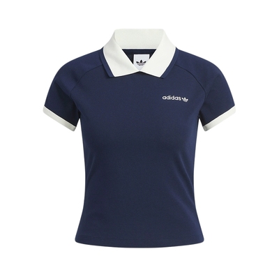 adidas阿迪达斯新款三叶草修身T恤短款翻领女短袖POLO KF9610