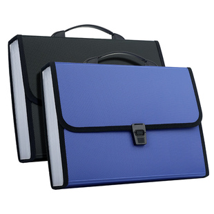 华杰A4商务手提风琴包大容量多层试卷夹收纳册办公事务包文件夹学生高中初中生装卷子神器多格插页科目分类袋