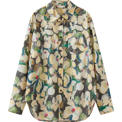 播商场同款晕染印花衬衫女26春季新款宽松通勤衬衣BDT1CD1345