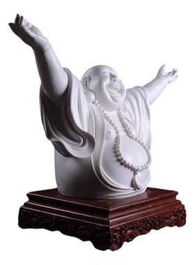 白瓷大肚弥勒佛保平安摆件