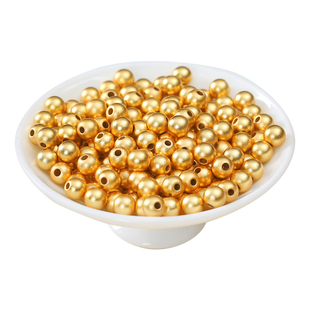 越南强保色沙金珠子圆珠黄金色diy配件散珠手链手串配珠隔珠饰品