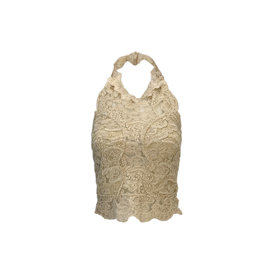 高级感重工蕾丝挂脖吊带背心