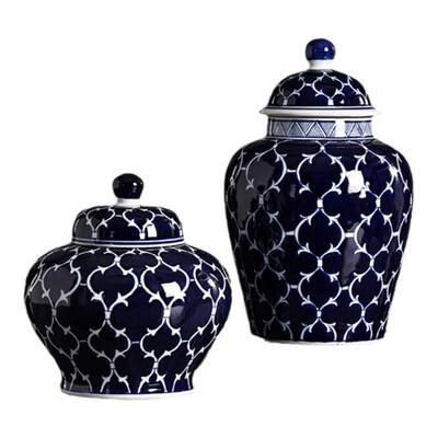 蓝底青花瓷花瓶花器法式客厅