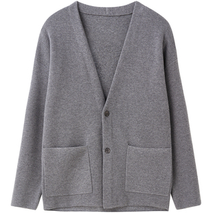 石见山男款超好看针织开衫男士高端羊毛老钱风毛织宽松毛衣外套男