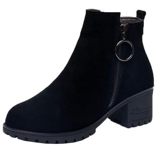 真皮马丁靴磨砂短靴女单靴秋冬加绒女靴软底棉鞋中跟大码靴子女鞋