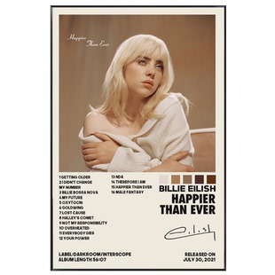 Billie Eilish碧梨专辑封面挂画 比莉有框装饰画音乐酒吧卧室墙画