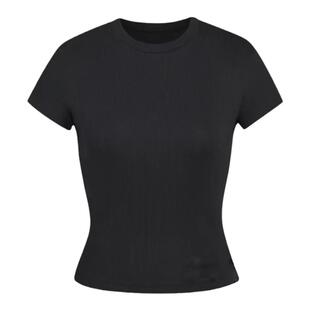 IAMUBABA现货skims卡戴珊上衣T恤短袖弹力修身螺纹纯棉圆领打底衣