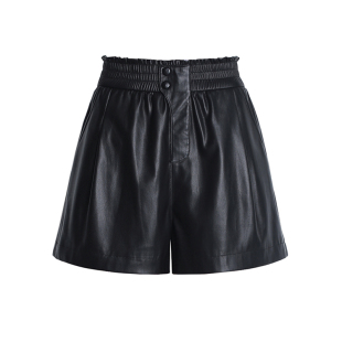 海宁真皮皮裤女2025秋冬新款阔腿短款高腰显瘦绵羊皮外穿打底靴裤