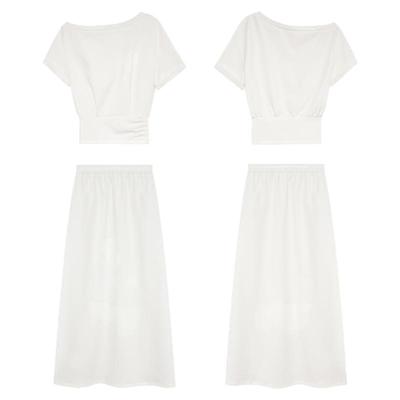 高级新疆长绒棉休闲套装斜肩上衣