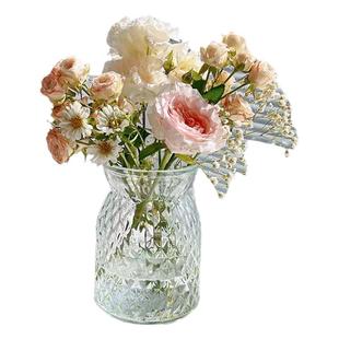 北欧ins复古风格透明玻璃花瓶轻奢高级感水培鲜花干花插花装饰品