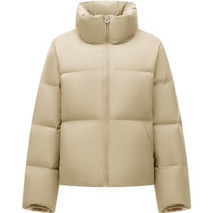 坦博尔冬季鹅绒立领短款面包羽绒服女装廓形高充绒保暖性价比外套