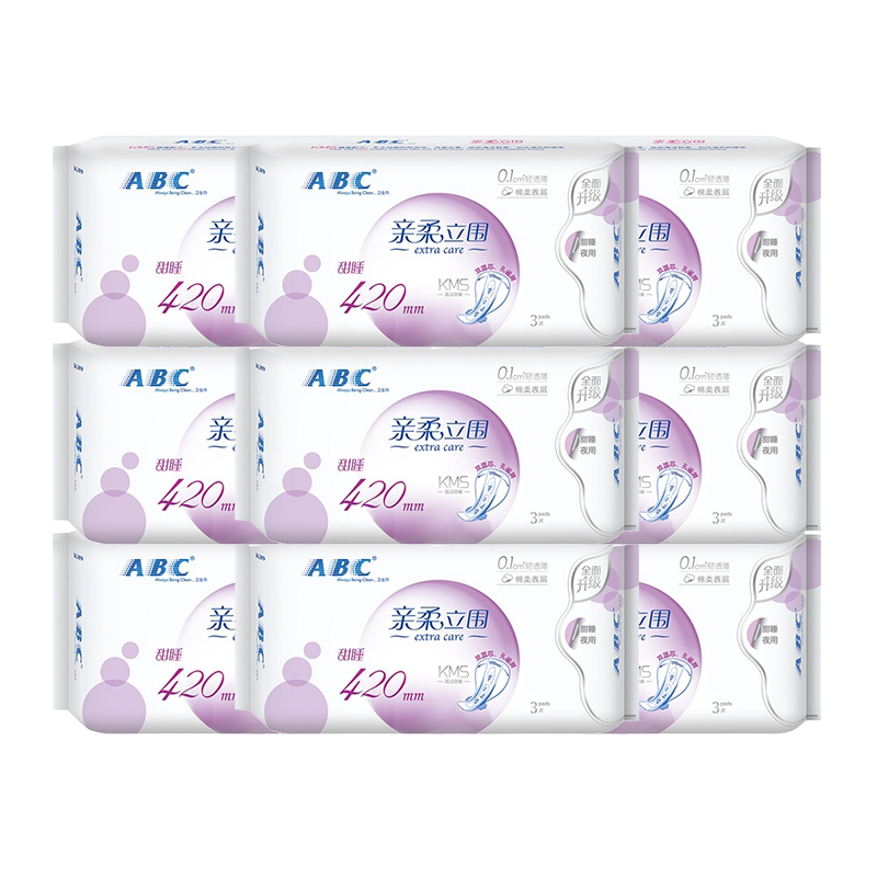 ABC纤薄卫生巾夜用420组合装整箱