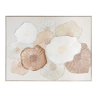 若奈浮雕肌理手绘《圆满》虞美人立体墙雕客厅餐厅玄关大幅装饰画