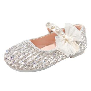 芭比童鞋女童鞋子2025新款春秋小女孩公主鞋软底水晶鞋女儿童皮鞋