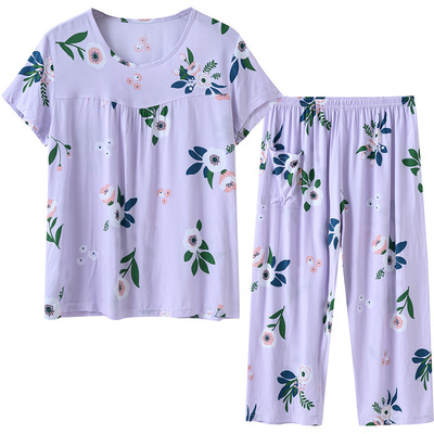 老年人棉绸短袖短裤套装夏天衣服