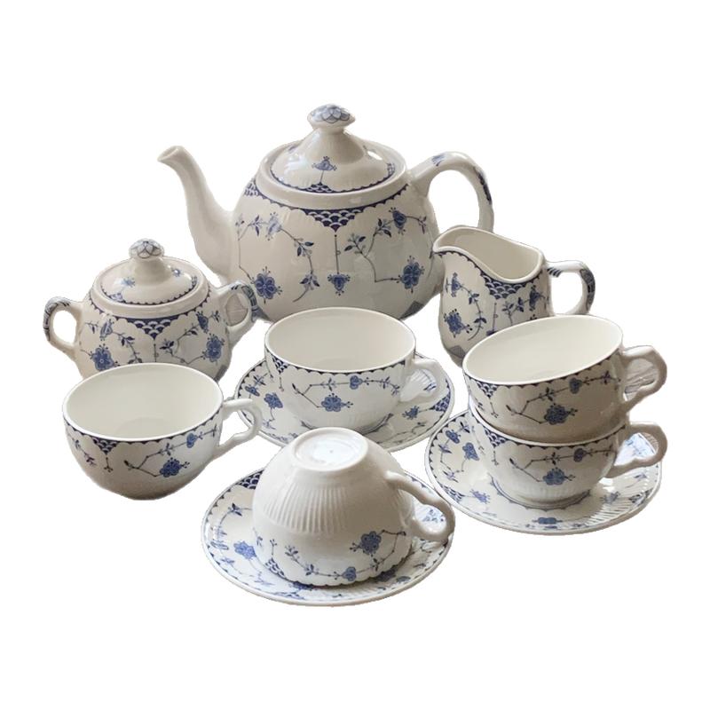 原单出口陶瓷英国JBS瓷器奶缸花茶咖啡杯碟套装下午茶唐草餐具盘