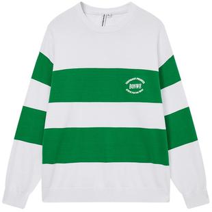 美特斯邦威毛衣男秋季新款时髦百搭针织条纹印花长袖圆领套头