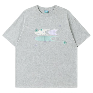 CryingCenter 星星碎花拼布3Clogo 点纱宽松T恤短袖 哭喊中心