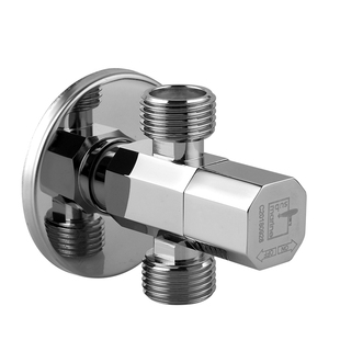 一进二出角阀双开关三头通一分出二洗衣机角阀加长出水双控头全铜