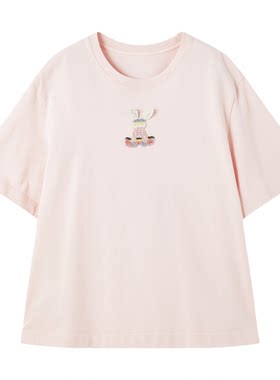 谜底兔子T恤短袖2026年春季新品趣味宽松立体耳朵俏皮女261MT0057