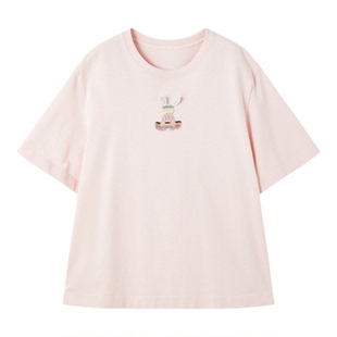 谜底兔子T恤短袖2026年春季新品趣味宽松立体耳朵俏皮女261MT0057