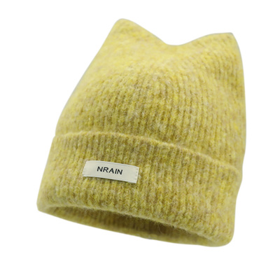 韩系可爱猫耳保暖毛线帽子女冬