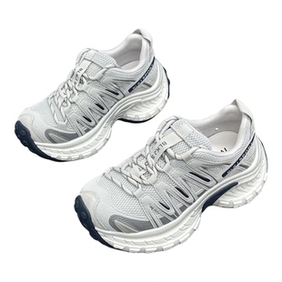 小个子厚底增高老爹鞋女2026春季新款真皮网面透气百搭运动休闲鞋