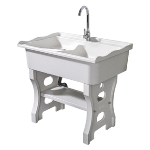 石英石洗衣池家用阳台带搓衣板室外庭院洗衣台盆大理石一体洗衣槽