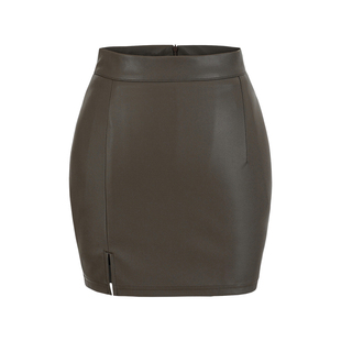 YoungGirlDay御姐纯欲性感高腰丰胯开叉防走光包臀pu皮半身裙短裙