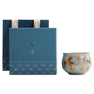 容山堂承礼汝窑描金茶杯主人杯单杯陶瓷功夫茶杯高端个人专用茶盏