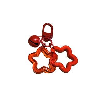 ins彩色亚克力镂空五角星钥匙扣挂件烤漆铃铛配件耳机套包包装饰