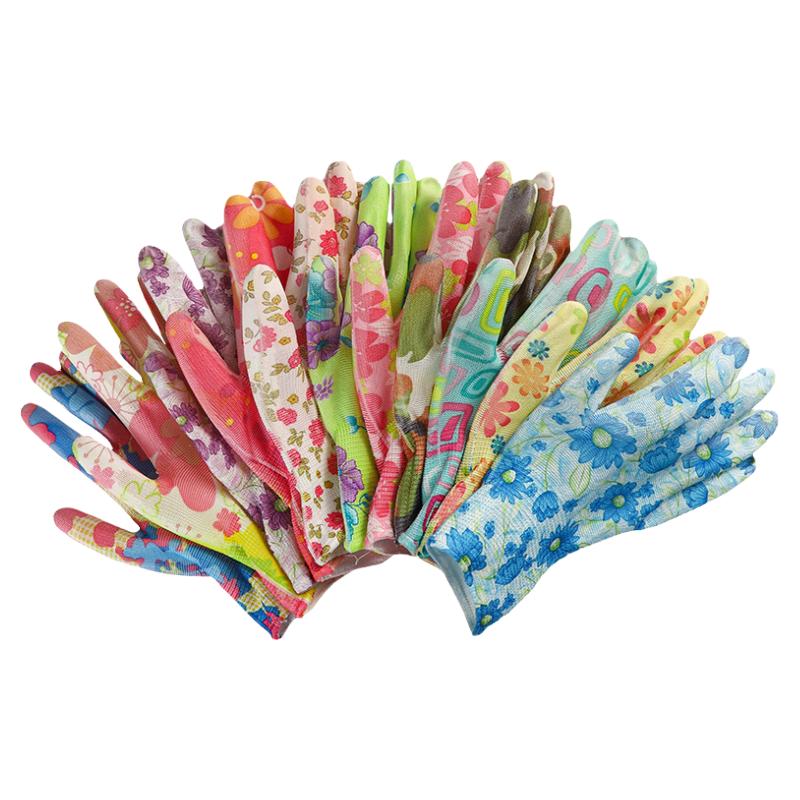 尼龙印花PU手套花色涂掌浸胶劳保