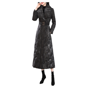 今年流行黑色羽绒服长款女2025冬季新款气质翻领收腰显瘦减龄外套