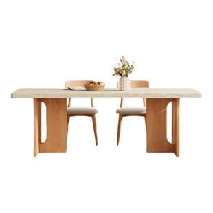 木兜家具叙味餐桌洞石岩板实木餐桌椅组合原木风家用小户型饭桌子