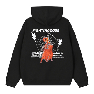 美式痞帅高级感卫衣烧鹅刺绣国潮hiphop街舞重磅oversize小众外套