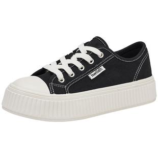 热风厚底帆布鞋女款2025年秋季新款运动休闲鞋子小个子百搭女鞋