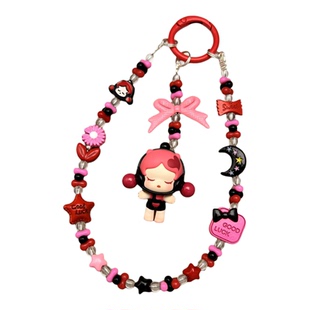 SKULLPANDA正版泡泡玛特萌粒萌粒合金手机链挂绳包钥匙扣手腕挂件