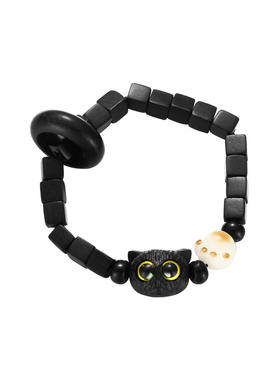黑檀木炭烤菩提黑猫手串男款配饰