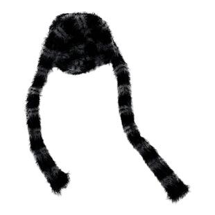 春山24SS原创设计黑灰窄版银环蛇细条纹长款凹造型装饰亚比小围巾