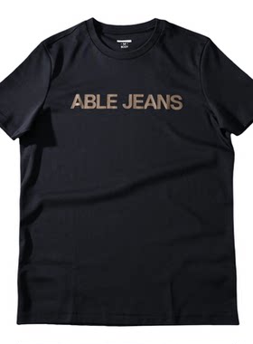 ABLEJEANS男短袖T恤黑色休闲装