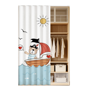 阳台柜子遮挡免打孔鞋架书柜杂物遮丑置物架布帘卧室衣柜防尘拉帘