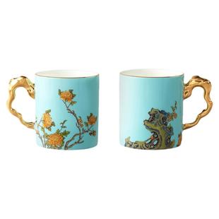 永丰源夫人瓷西湖蓝马克杯陶瓷杯子咖啡杯会议杯办公室水杯礼盒装