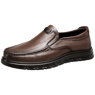 意尔康男鞋2026新款春季商务休闲皮鞋男士软底一脚蹬中年爸爸鞋