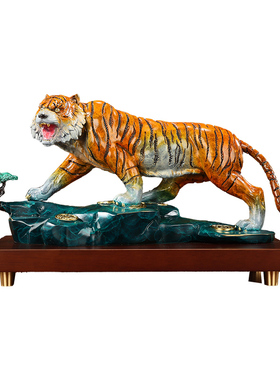 礼品家居虎啸河山老虎摆件黄铜