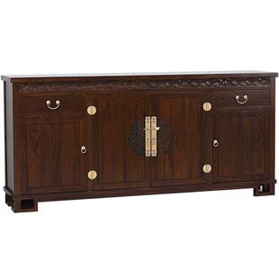 新中式餐边柜老榆木靠墙客厅柜全实木加长条柜家用四门中堂储物柜